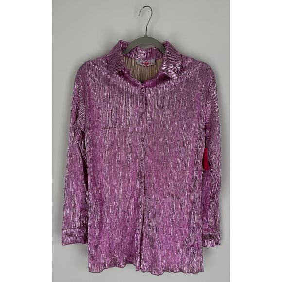 Buddy Love Veronica Textured Shorts Outfit Set Pink Metallic Womens Small New - Picture 4 of 14